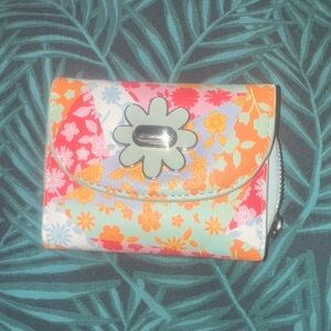 Floral Patterned Wallet with Snap Closure